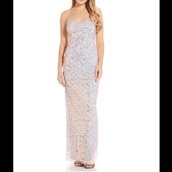 Adrianna Papell Dresses & Skirts - ADRIANNA PAPELL BEADED SLIM COLUMN GOWN IN SHELL